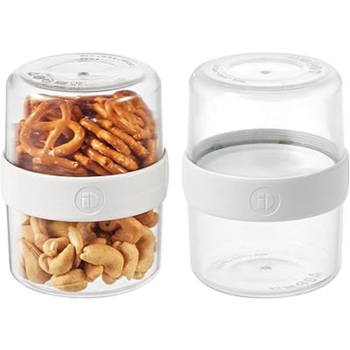 iDesign Small Stack 'n Snack Food Containers - Stackable Snack Containers - Set of 2 - Clear/White