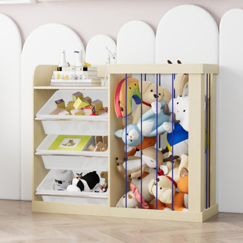 Latitude Run® Toddler’s Bookshelf-kid's Book And Toy Storage Rack With 3 Detachable Plastic Boxes, Drawstring Style Baby Bookshelf Design For Playrooms, Bedrooms, Kids Room, Classroom, Nursery & Reviews | Wayfair