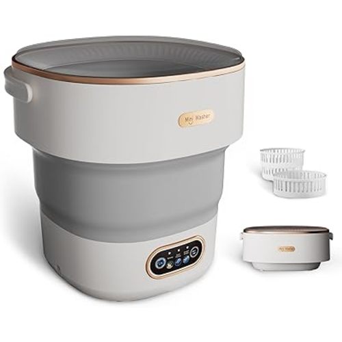 Mini Laundry Machine 16L — Foldable Portable Laundry Machine and Spinner for Baby Clothes, Underwear, Socks; Ideal for Travel, Dorms, Camping