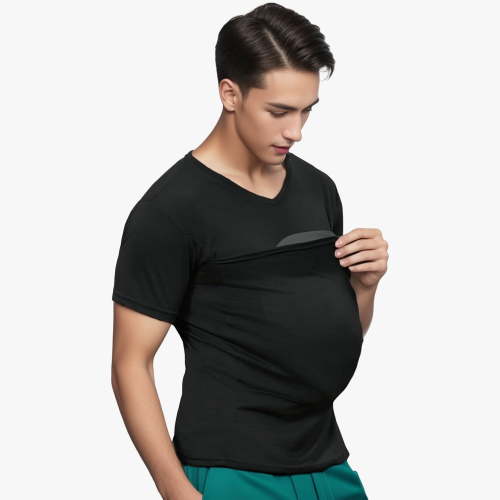 Mens Carrier Shirt V Neck Short Sleeve T-Shirts for Men Skin to Skin T-Shirt with Pocket