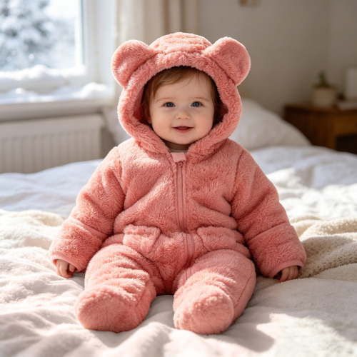Newborn Baby Fleece Footie Snowsuit Winter Bunting Onesie Cartoon Warm Hooded Romper Jumpsuit Outfits For Girls Boys