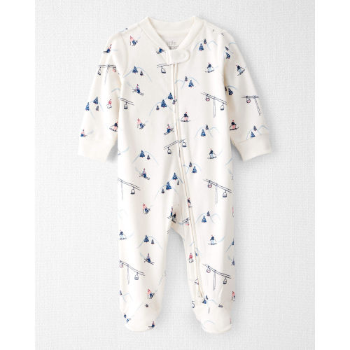 Baby Organic Cotton Sleep & Play Pajamas in Snowy Slopes Print - 9M