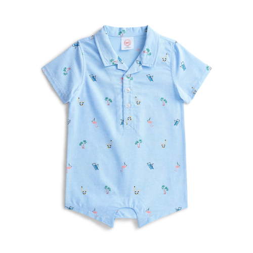 Wonder Nation Baby Boys Printed Collared Romper with Short Sleeves, Sizes 0/3M-24M