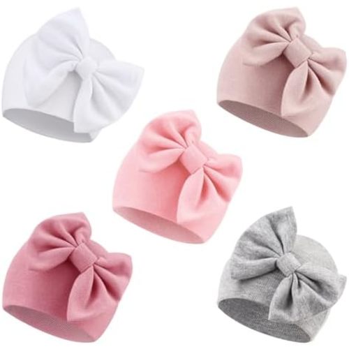 Newborn Baby Girl Hats with Bow Cotton Toddler Infant Beanie Cap Newborn Hospital Hats for Baby Girl Kid 0-24 Months