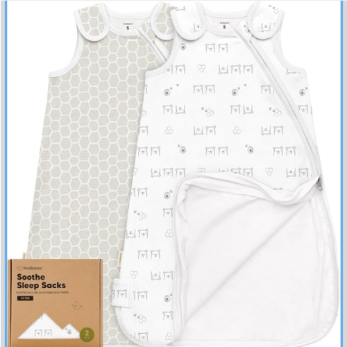 2-Pack Organic Baby Sleep Sacks, 100% Cotton - Soft & Breathable 0.5TOG Baby Wearable Blanket, Toddler Sleeping Sack 0-6 months,Easy to Wear Transitional Swaddles for Newborns,Infants (Bumble Bear, S)