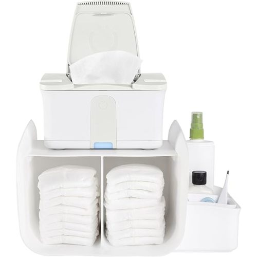 Ubbi Tabletop Diaper Caddy, Diaper Storage, Caddy Organizer, Stores Baby Diapers, Wipes & Baby Accessories, White