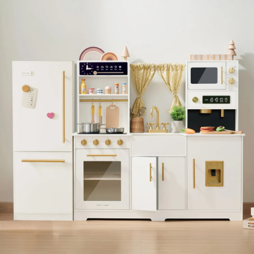 Tiny Land® Play Kitchen Accessories – Play Kitchen Fridge: Premium Kitchen & Fridge Set in Cream