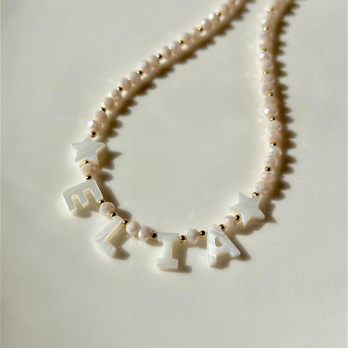 Name Necklace with Mother of Pearl Letter Necklace, Custom Gift