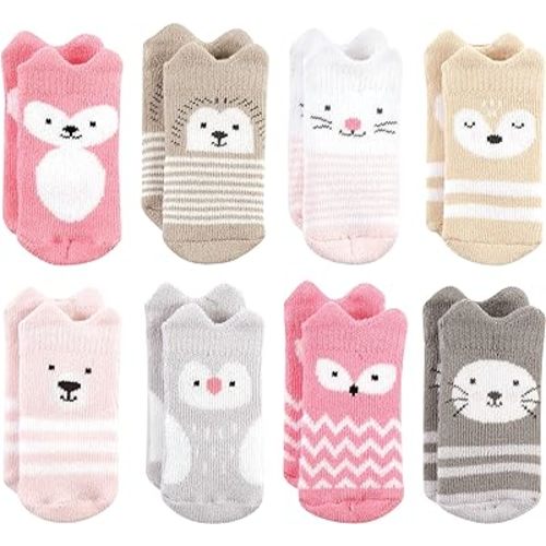Hudson Baby Baby Girls' Cotton Rich Newborn and Terry Socks