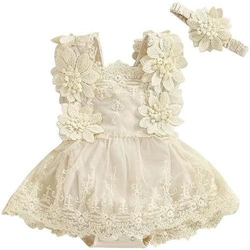 Mubineo Baby Girl Summer Clothes Outfits Sleeveless Lace Floral Romper Dress Newborn Outfit