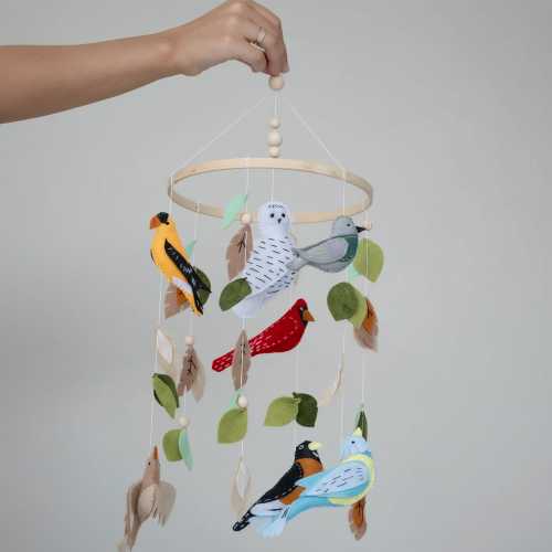 Bird Baby Mobile, Felt Baby Mobile, Woodland Nursery Decor, Nature Crib Mobile, Gender Neutral Mobile, Eco Friendly Baby Gift