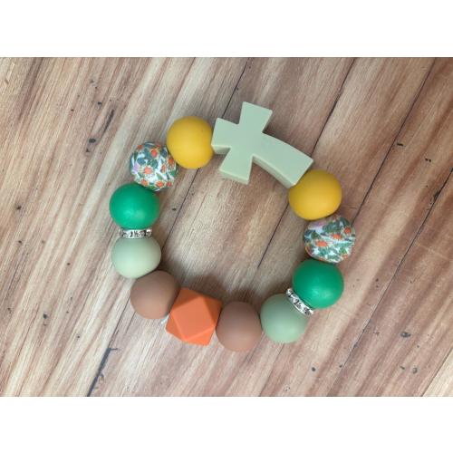 Baby Silicone Cross Bracelet - mint yellow