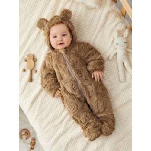 SHEIN Newborn Baby Boy/Girl Cute Cartoon Print Fleece Hooded Footie Romper Suitable For Autumn & Winter, Indoor & Outdoor | SHEIN USA