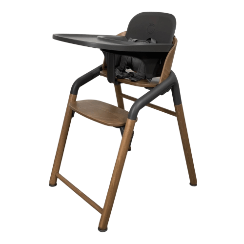 Bugaboo Giraffe High Chair, w/ Grey Baby Set, Warm Wood/Grey