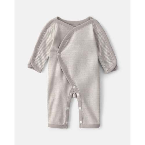 Baby Striped 100% Cotton Sleep & Play Pajama - Grey