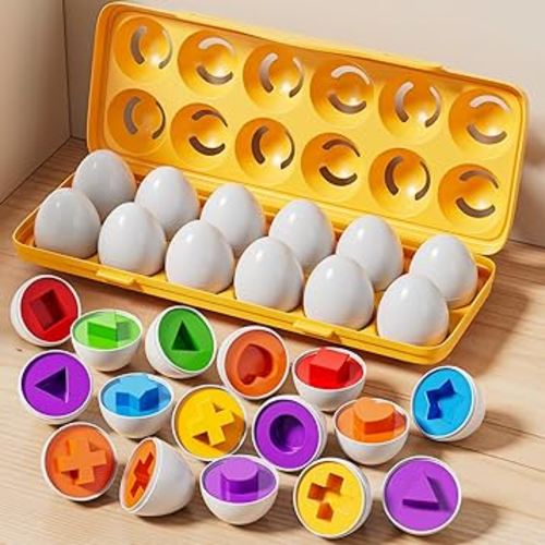 Matched Eggs Toddler Toys 1 2 3 4 Year Old - Shape Color Sorting Games, Kids Easter Eggs, Toddler Sensory Toys, Preschool Educational Boy Toy, Gifts for Baby 6-12 Months+