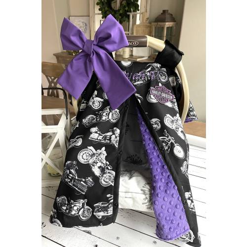 Baby Car Seat Cover - Harley Davidson Motorcycles - All Cotton or minky - Baby girl