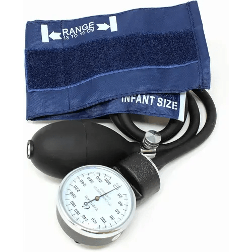 Dixie EMS Deluxe Infant Aneroid Sphygmomanometer Blood Pressure Set W/Infant Cuff, Carrying Case and Calibration Tool Latex Free – Navy