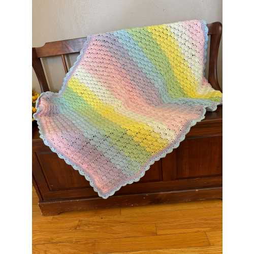 Pastel Crochet Baby Blanket: Handmade Gender Neutral Afghan