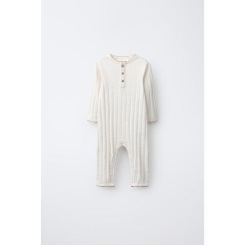CONTRAST PICOT TRIM JUMPSUIT - Sand / Marl | ZARA United States