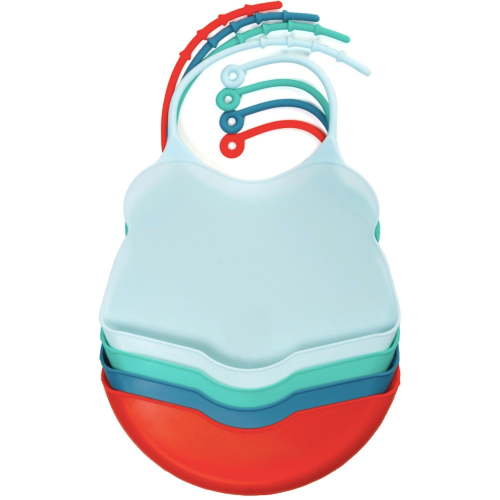 Pack of 4 Silicone Reusable Bibs Multi Colors For Babies and Toddlers