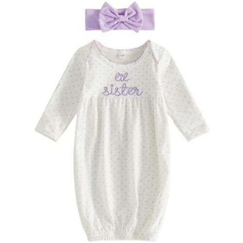 Newborn Baby Girl Boy Gowns Little Sister Little Borther Nightgown