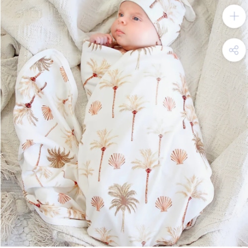 Jersey Swaddle & Beanie - Summer Palm