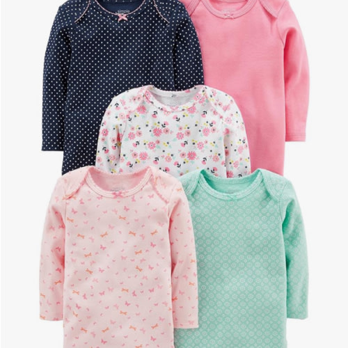 Simple Joys by Carter's Baby Girls' Long-Sleeve Bodysuit, Pack of 5