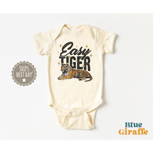 Retro Easy Tiger Baby Onesie® - Boho Tiger Baby Clothes - Funny Meme Graphic Tees