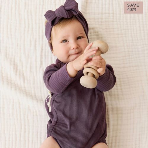 Organic Cotton Modal Marina Long Sleeve Bodysuit - Blackberry – Jamie Kay USA