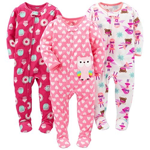 Simple Joys by Carter's girls Loose-Fit Flame Resistant Fleece Footed Pajamas