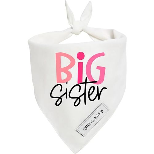 Realeaf Big Sister Dog Bandanas Pet Scarf for Medium and Large Female Dogs New Baby Announcement Pet Accessories Pregnancy Reveal Ideas (Big Sister, Large)