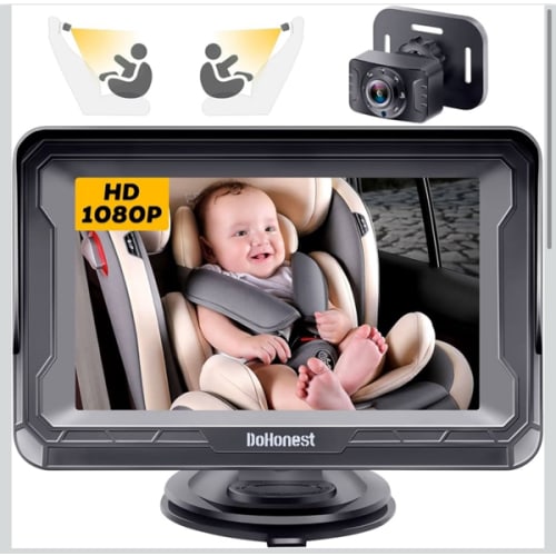 DoHonest Baby Car Camera HD 1080P - Rear-Facing Car Baby Monitor with Night Vision, Adjustable View Angle, Easy Setup, Anti-Glare Display, Safety for Kids & Infants