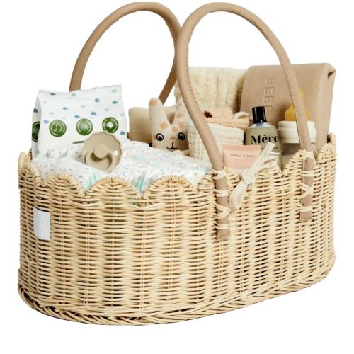 Baby Diaper Caddy Organizer "POPPY" Handmade & Natural by BEBE BASK® – BEBE BASK