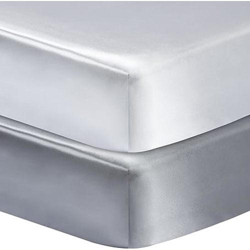 2 Pack Silk Crib Sheets for Baby with Sensitive Hair Satin Baby Mattress Sheet Boys and Girls Unisex 52’’x28’’x8’’ Fitted Sheets, Full, LQQ4-2