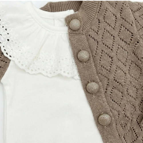 Baby Girl Green Knit Cotton Cardigan - Olive & Cradle | Olive Sprout Kids