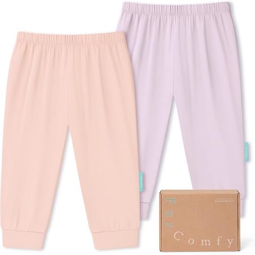 PurComfy Supersoft Baby Pants, 2-Pack Premium Bamboo Viscose Jogger Pants, Elastic Waist, Unisex 0-24 Months