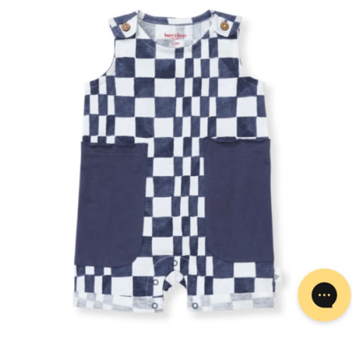 Check Organic Cotton Baby Boy Romper