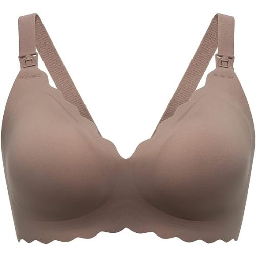 Momcozy Nursing Bras for Breastfeeding, Seamless Pregnancy Maternity Bra Wireless Classic Jelly Strip Support Nursing Bra