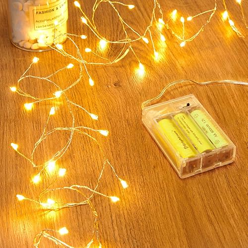Fairy Lights Battery Operated, 60 LED Fairy String Lights Waterproof Silver Wire 5 Feet Firecracker Starry Light for DIY Wreath Home Wedding Bedroom Mason Jar Holiday Christmas Ramadan Decorations