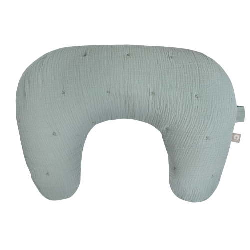 Boppy Nursing Pillow Luxe - Ergonomic Bottle & Breastfeeding Pillow with High Lift & Firm Support - Water-Resistant with Washable Cotton Muslin Cover - Baby Safety Alliance Verified - Sea Green