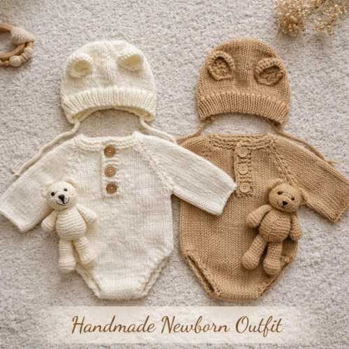 Handmade Crochet Newborn Outfit | Baby Shower Gift | Newborn Photoshoot Outfit | Coming Home Outfit | Neutral Baby Gift Set