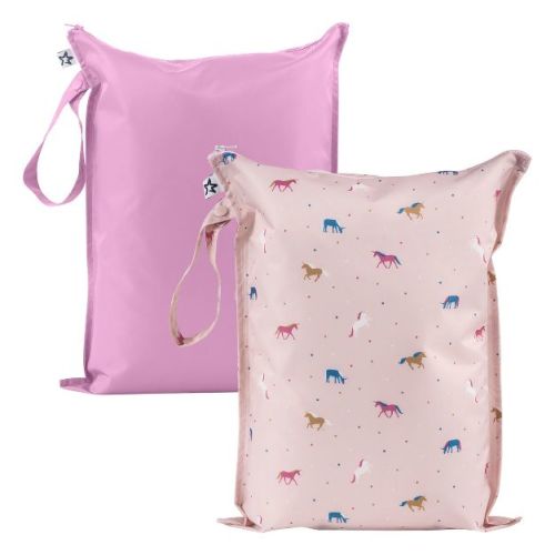 Tiny Twinkle Mess-Proof Waterproof Washable Baby/Toddler Wet Bags for Diapers, Swimsuits and Travel (Unicorn)
