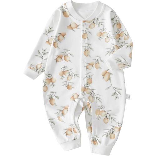 Cherie Kids 100% Organic Cotton Soft 3-24 Months Unisex Footless Newborn Baby Sleepers Pajamas Romper Boys Girls Long Sleeve