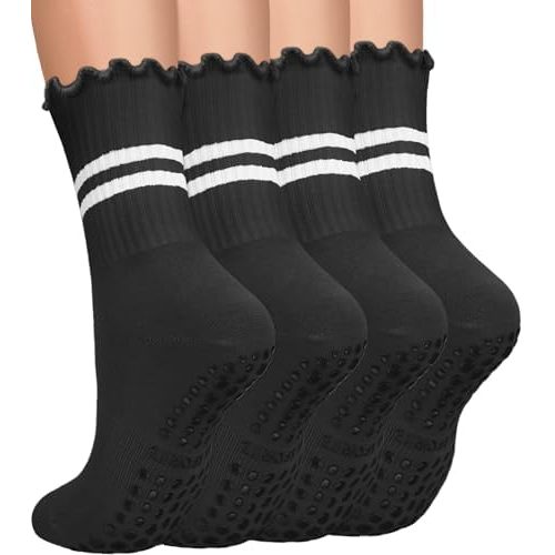 YeuG 4/6 Pairs Pilates Socks for Women - Non Slip Grip Socks for Yoga, Barre, Hospital, Barefoot
