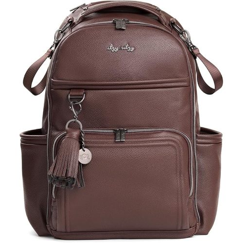Itzy Ritzy Diaper Bag Backpack – Large Capacity Boss Plus Baby Backpack Diaper Bag Featuring 19 Pockets, Changing Pad, Stroller Clips, and Comfortable Straps (Espresso)
