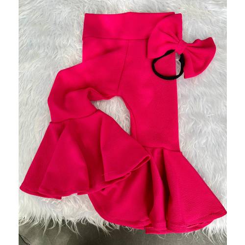 Hot Pink High Waisted Bell Bottoms/Baby Girl Bell Bottoms/Flare Bell Bottoms/Western Bell Bottoms/Flare Leg Pants/Pink Birthday Outfit/Photo