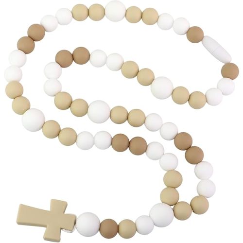 Handmade Silicone Beads Rosary - Catholic Silicone Necklace With Soft Cross Rosary Baptism Shower Gifts,Party Decorations