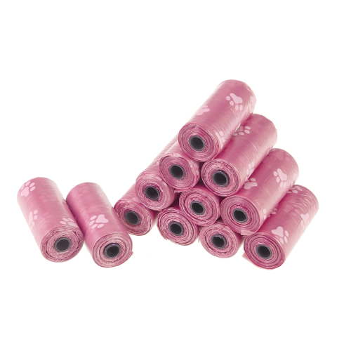 NUOLUX 12 Rolls Plastic Dog Poop Bags Leak-Proof Garbage Bag Pet Waste Bag (Pink)