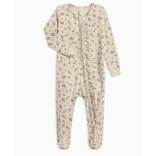 6-12M Betty Floral / Purple + Olive Neve Ruffle Zipper Sleeper
